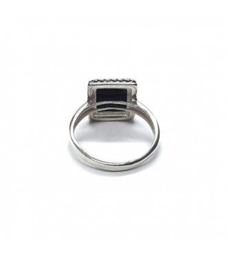 R002262 Genuine Sterling Silver Ring With Black Onyx Solid Stamped 925 Handmade
